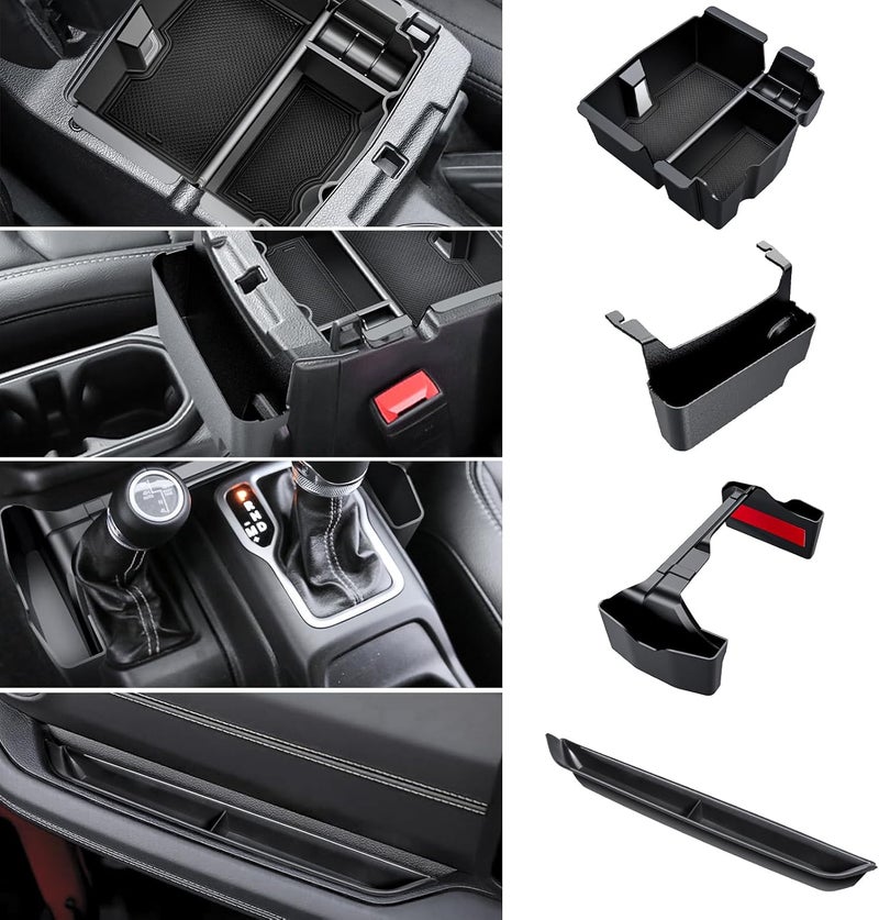 Eamplest 4PCS Center Console Organizer for 2024 2025 2026 Jeep Wrangler JL JLU 4XE and Gladiator JT Accessories Gear Shift Side Tray Organizer,Hanging Armrest Storage Box - Image 1